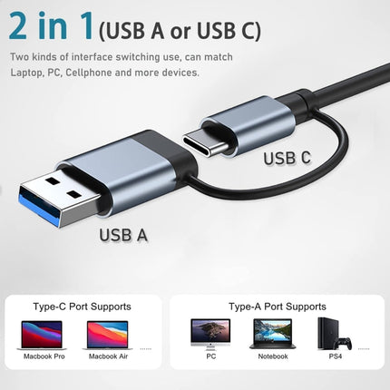 BYL-2208TU 5 in 2 USB + USB-C / Type-C to USB Multifunctional Docking Station HUB Adapter, BYL-2208