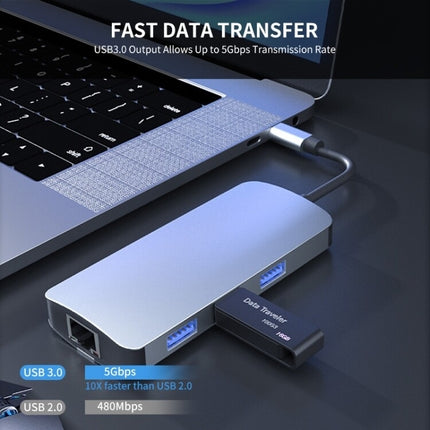 BYL-2209 6 in 1 USB-C / Type-C to USB Multifunctional Docking Station HUB Adapter, BYL-2209
