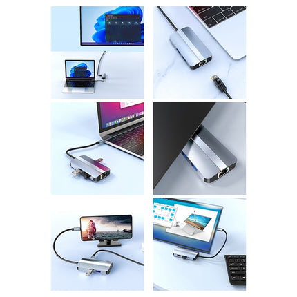 BYL-2203 6 in 1 USB-C / Type-C to USB Multifunctional Docking Station HUB Adapter, BYL-2203