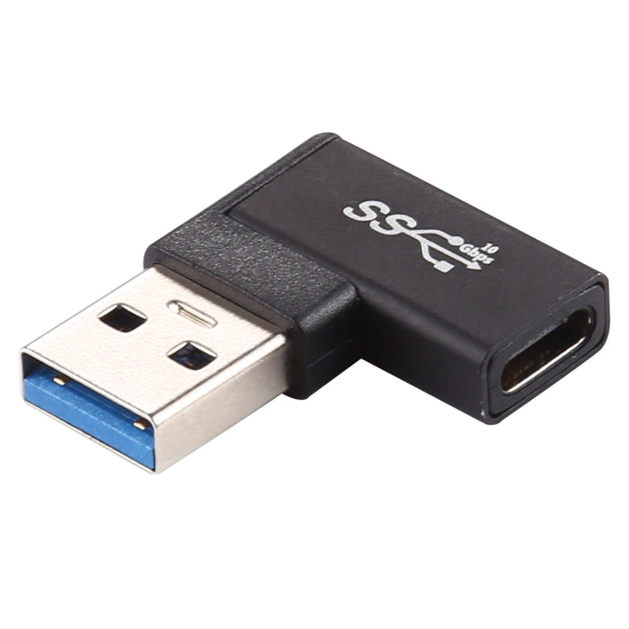 Type-C / USB-C Female to USB 3.0 Male 90 Degree Elbow Head Aluminium Alloy Adapter, Type-C Female to USB 3.0 Male