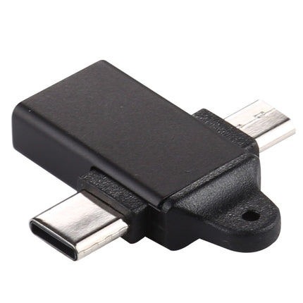 USB 3.0 Female to Type-C / USB-C Male + Micro Male Aluminium Alloy Adapter, USB 3.0 Female to Type-C Male + Micro Male