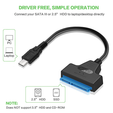 USB-C / Type-C 3.1 Male to SATA (15 Pin + 7 Pin) HDD Data Converter Cable, Length: 20cm, Type-C to SATA