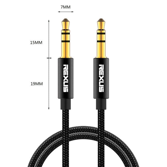 REXLIS 3629 3.5mm Male to Male Car Stereo Gold-plated Jack AUX Audio Cable for 3.5mm AUX Standard Digital Devices, Length: 1m, Length: 1m