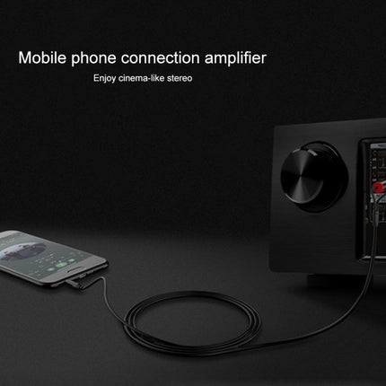 REXLIS 3635 3.5mm Male to Dual RCA Gold-plated Plug Black Cotton Braided Audio Cable for RCA Input Interface Active Speaker, Length: 1.8m, Length: 1.8m