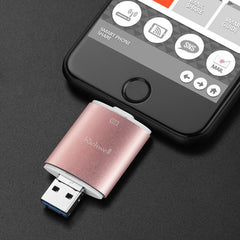Richwell 3 in 1 128G Type-C + 8 Pin + USB 3.0 Metal Double Cover Push-pull Flash Disk with OTG Function