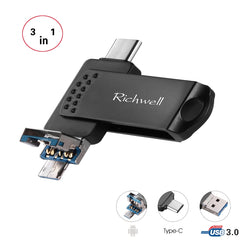 Richwell 3 in 1 16G Type-C + Micro USB + USB 3.0 Metal Flash Disk with OTG Function