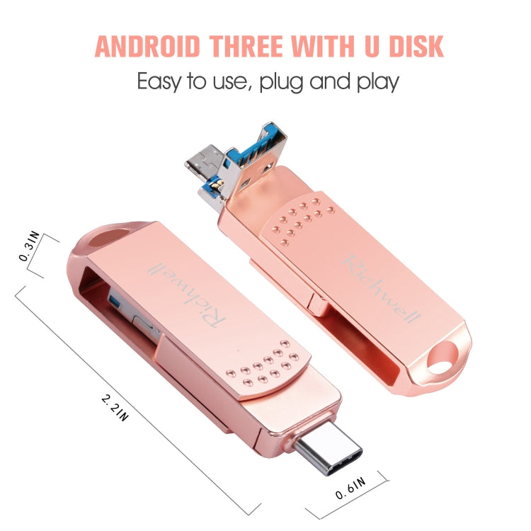 Richwell 3 in 1 16G Type-C + Micro USB + USB 3.0 Metal Flash Disk with OTG Function