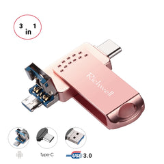 Richwell 3 in 1 16G Type-C + Micro USB + USB 3.0 Metal Flash Disk with OTG Function