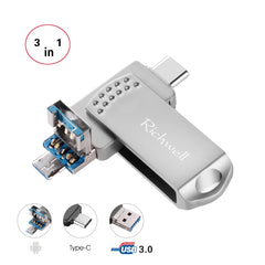 Richwell 3 in 1 16G Type-C + Micro USB + USB 3.0 Metal Flash Disk with OTG Function