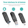 Richwell 64G Type-C + 8 Pin + USB 3.0 Metal Flash Disk with OTG Function