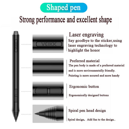 VEIKK A50 10x6 inch 5080 LPI Smart Touch Electronic Graphic Tablet, with Type-c Interface, A50