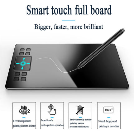 VEIKK A50 10x6 inch 5080 LPI Smart Touch Electronic Graphic Tablet, with Type-c Interface, A50