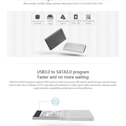 ORICO 2518S3 USB3.0 External Hard Disk Box Storage Case for 7mm & 9.5mm 2.5 inch SATA HDD / SSD