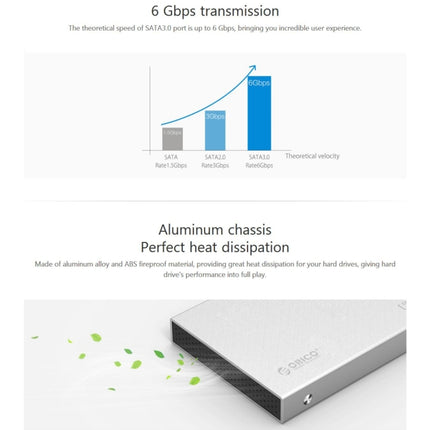 ORICO 2518S3 USB3.0 External Hard Disk Box Storage Case for 7mm & 9.5mm 2.5 inch SATA HDD / SSD