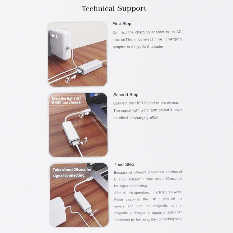 5 Pin MagSafe 2 Magnetic T-Tip Female to USB-C / Type-C Male Charge Adapter Converter for MacBook Pro, T Head Female