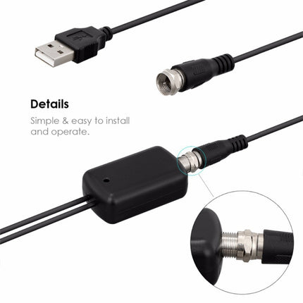 50 Miles Range 25dBi High Gain Digital Indoor HDTV Antenna with 3m Coaxial Cable, 50 Miles 25dBi Black