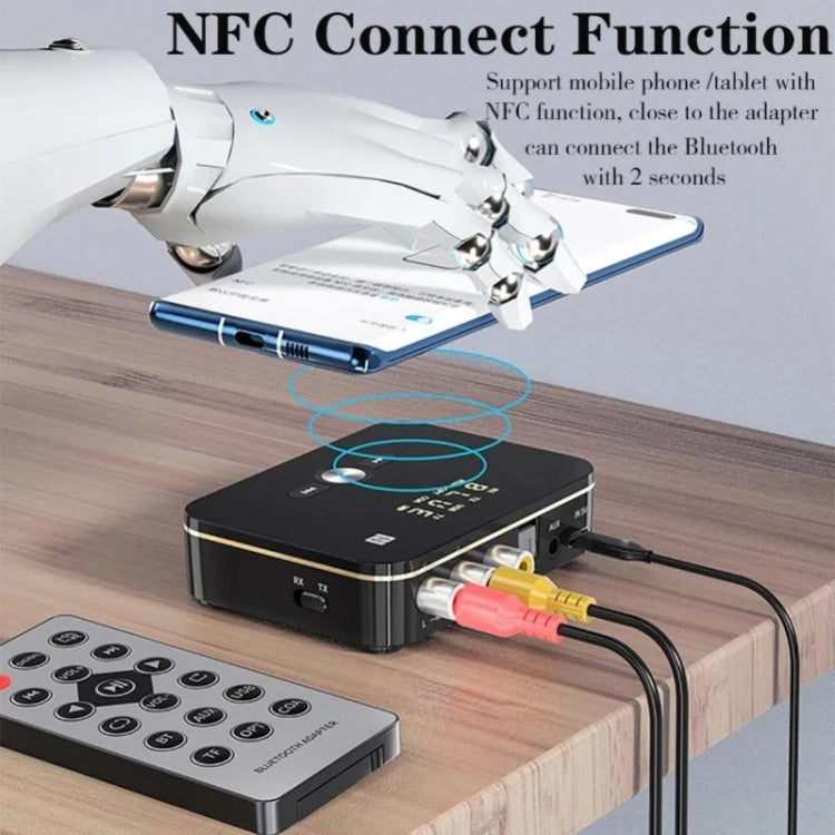 M8 NFC 2 in 1 NFC Optical Coaxial Bluetooth 5.0 Audio Transmitter Receiver with Digital Display, M8