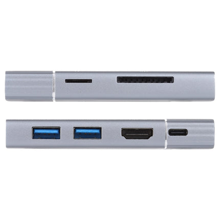 7 In 1 Dual USB 3.0 + TF/SD + HDMI/VGA + 3.5mm Jack + Type-C / USB-C Multi-function USB-C Dock Station, 2xUSB3.0+TF/SD+HDMI/VGA+3.5mm