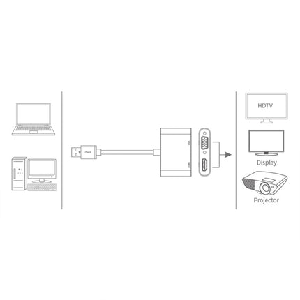 5201B 2 in 1 USB 3.0 to VGA + HDMI HD Video Converter, 5201B Black, 5201B Silver