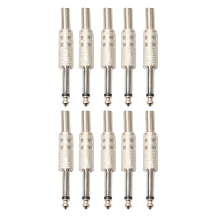 10 PCS 2 Pin 6.5mm Plug Zinc Alloy Welded Type Audio Connector 6.35 Audio Plug, 10 PCS