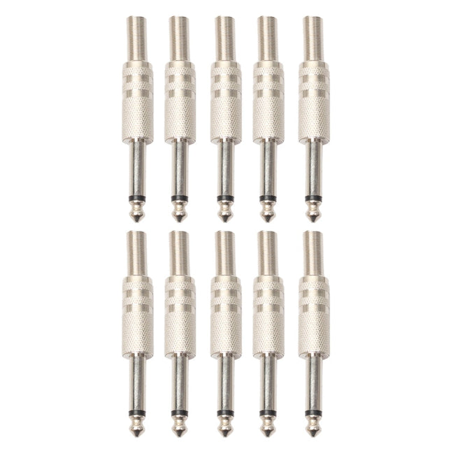 10 PCS 2 Pin 6.5mm Plug Zinc Alloy Welded Type Audio Connector 6.35 Audio Plug, 10 PCS