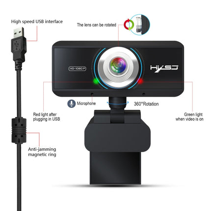 HXSJ S4 1080P Adjustable 180 Degree HD Manual Focus Video Webcam PC Camera with Microphone
