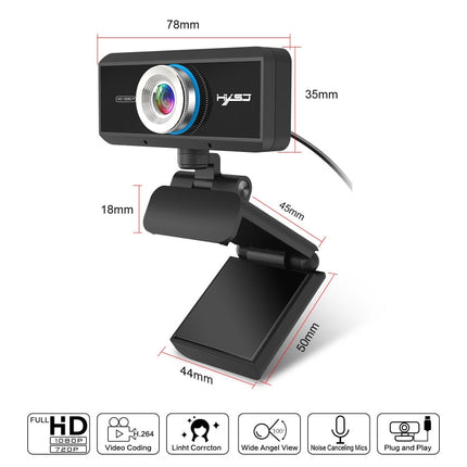 HXSJ S4 1080P Adjustable 180 Degree HD Manual Focus Video Webcam PC Camera with Microphone