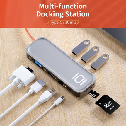 ROCK TR01 10 In 1 Type-C / USB-C to HDMI + VGA Multifunctional Extension HUB Adapter