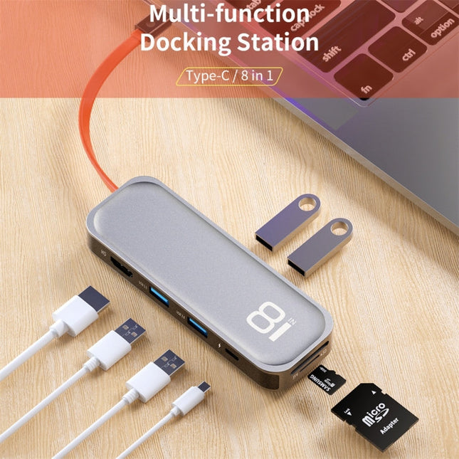 ROCK TR03 8 In 1 Type-C / USB-C to HDMI Multifunctional Extension HUB Adapter