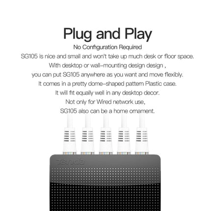 Tenda SG105 Mini 5 Ports 1000Mpbs Fast Gigabit Ethernet Network Switch  LAN HUB, Tenda SG105 5 Ports Black