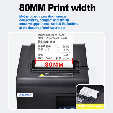 Xprinter N160II USB+Bluetooth Interface 80mm 160mm/s Automatic Thermal Receipt Printer, US Plug, USB+Bluetooth Interface, US Plug, USB+Bluetooth Interface, EU Plug, USB+Bluetooth Interface, UK Plug