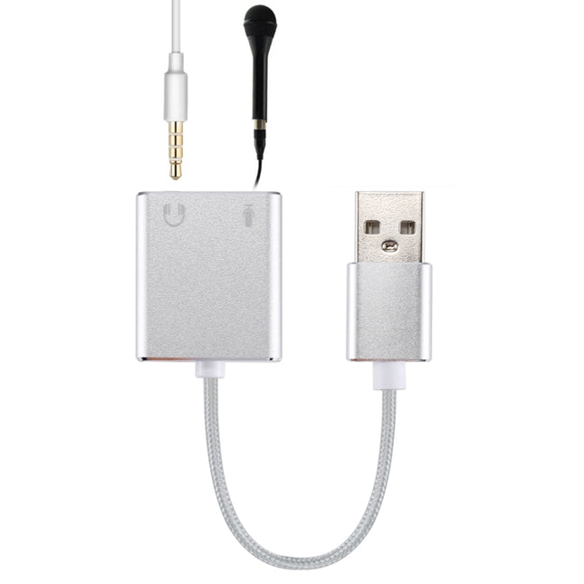 Aluminum Alloy Shell External USB Virtual 7.1 Channel Sound Card with 13cm Cable for PC Laptop