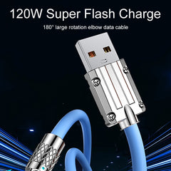 Mech Series 6A 120W USB to Type-C 180-degree Metal Plug Fast Charging Cable, Length: 1.2m, 1.2m Type-C, 1.2m 180-degree Type-C