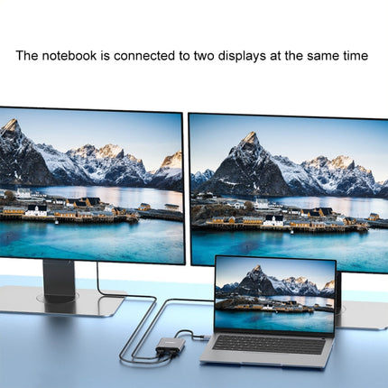 Onten 9175K 4 in 1 USB-C / Type-C to Dual HDMI + USB 3.0 + PD3.0 USB-C / Type-C Charging Port 4K HD Video Converter, 9175K