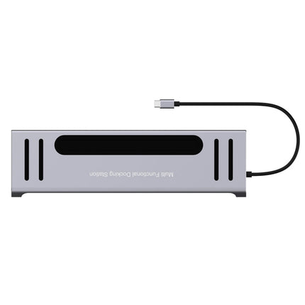 Onten 9199 12 in 1 USB-C / Type-C to USB-C / Type-C + TF / SD Card Slot + RJ45 + 3.5mm Audio + PD USB-C / Type-C Charging + 2 HDMI + 4 USB 3.0 Ports Multifunctional HUB Converter Docking Station, 9199