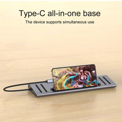 Onten 9199 12 in 1 USB-C / Type-C to USB-C / Type-C + TF / SD Card Slot + RJ45 + 3.5mm Audio + PD USB-C / Type-C Charging + 2 HDMI + 4 USB 3.0 Ports Multifunctional HUB Converter Docking Station, 9199