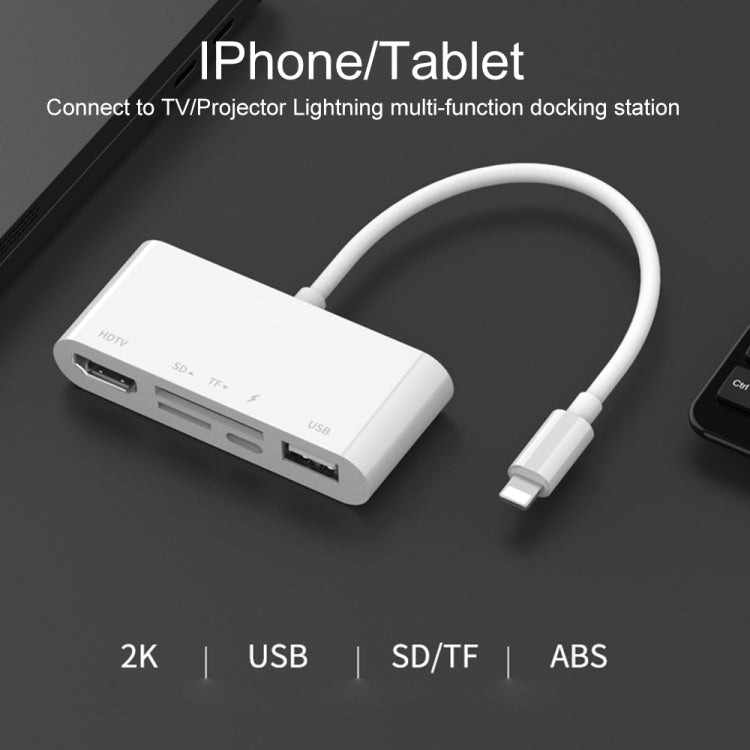 75215 5 in 1 8 Pin to HDMI + SD Card Slot + TF Card Slot + USB + 8 Pin Charging Port HD Video Converter, 75215