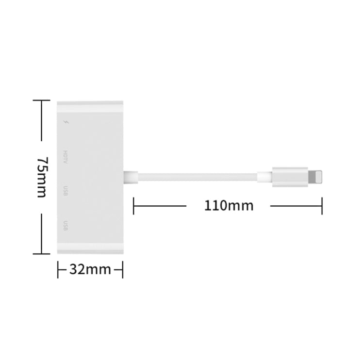 75216 4 in 1 8 Pin to HDMI + 8 Pin Charging + 2 USB Ports HD Video Converter, 75216