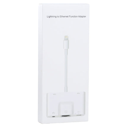 NK-1033 5 in 1 8 Pin Male to Dual USB + 3.5mm AUX + Ethernet + 8 Pin Power Female Adapter, NK-1033