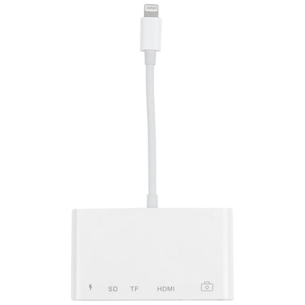 5 in 1 8 Pin Male to USB + HDMI + TF / SD Card Slot + 8 Pin Power Female OTG Digital AV Adapter, TF / SD Card Slot