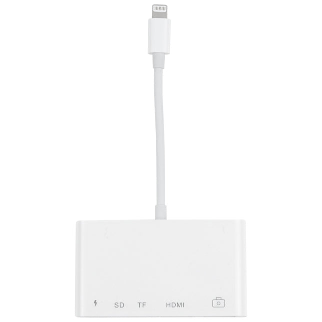 5 in 1 8 Pin Male to USB + HDMI + TF / SD Card Slot + 8 Pin Power Female OTG Digital AV Adapter, TF / SD Card Slot