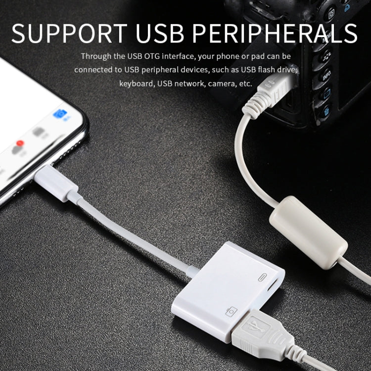 11cm 8 Pin Male to USB & 8 Pin Data Charging Cable Camera Reader Adapter, Support System above iOS 9.2