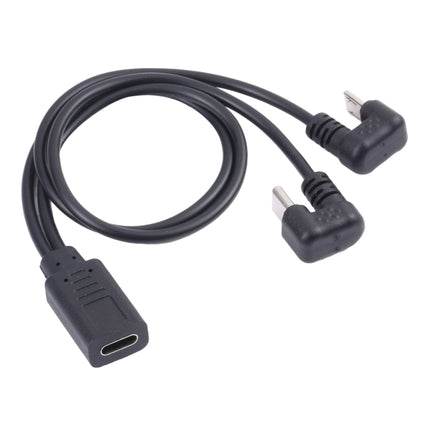 U-shaped USB-C / Type-C Male + Micro USB Male to USB-C / Type-C Female Cable, Type-C + Micro USB to Type-C