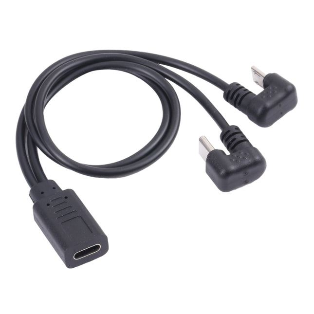 U-shaped USB-C / Type-C Male + Micro USB Male to USB-C / Type-C Female Cable, Type-C + Micro USB to Type-C