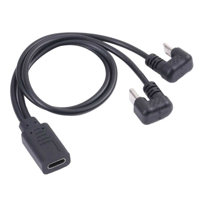 U-shaped USB-C / Type-C Male + Micro USB Male to USB-C / Type-C Female Cable, Type-C + Micro USB to Type-C