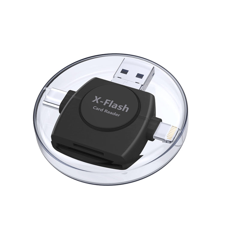 X-Flash R01 3 in 1 8 Pin + USB-C / Type-C + Micro USB Interface SD / TF Card Reader