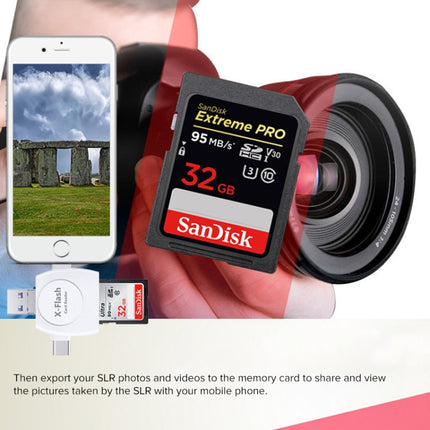 X-Flash R01 3 in 1 8 Pin + USB-C / Type-C + Micro USB Interface SD / TF Card Reader