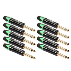 10 PCS TC202 6.35mm Gold-plated Mono Sound Welding Audio Adapter Plug