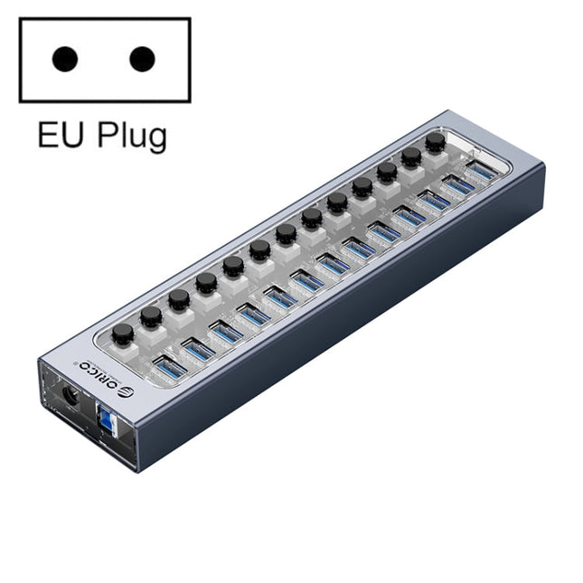 ORICO AT2U3-13AB-GY-BP 13 Ports USB 3.0 HUB with Individual Switches & Blue LED Indicator, US Plug, 13AB