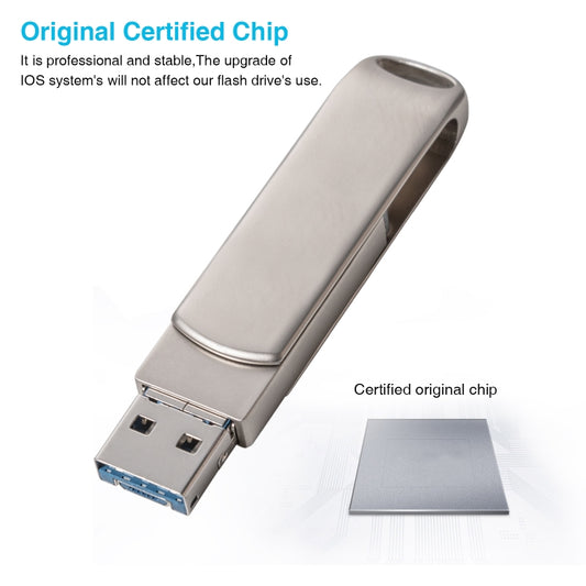 Richwell 3 in 1 64G Micro USB + 8 Pin + USB 3.0 Metal Rotating Push-pull Flash Disk with OTG Function, 64G